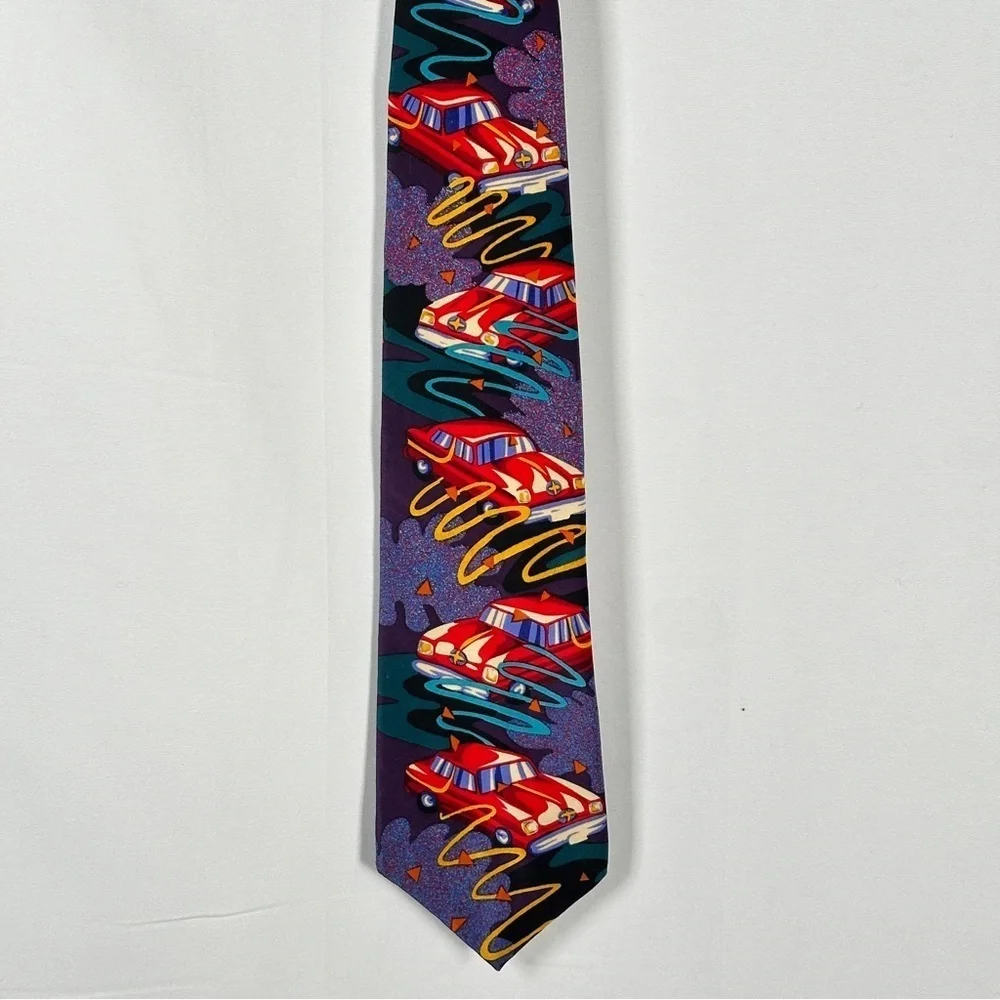 The Beatles Silk Tie Drive My Car 1991 Manhattan Menswear Retro Vintage Purple
